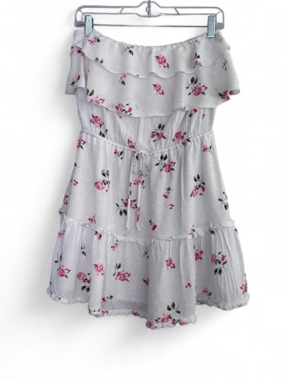Happy Place Floral Strapless Ruffle Dress Size M